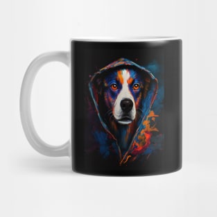 Dog wearing hoodie Mug